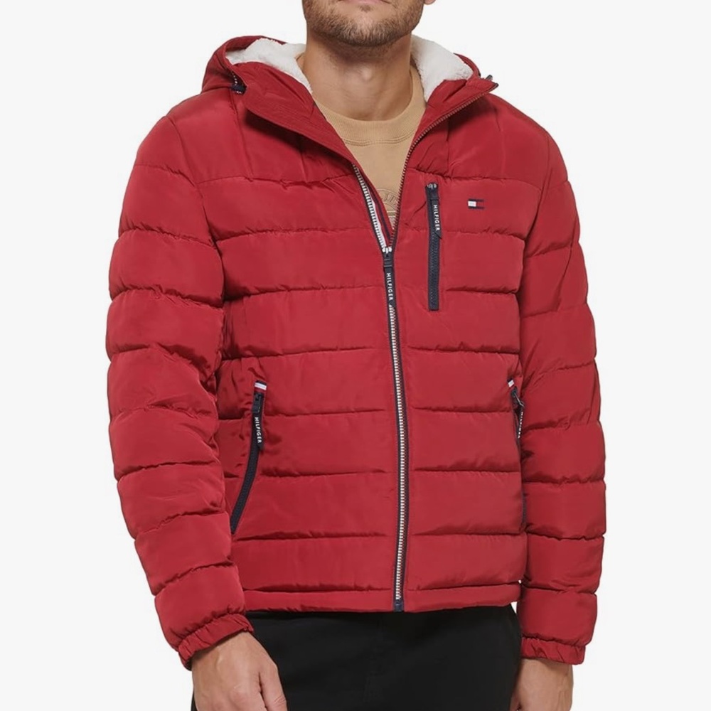 Tommy Hilfiger Men's Bold Red Puffer Coat